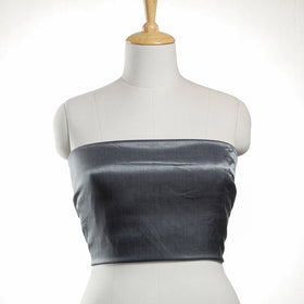 Grey - Kutch Mirror Work Mashru Silk Blouse Piece