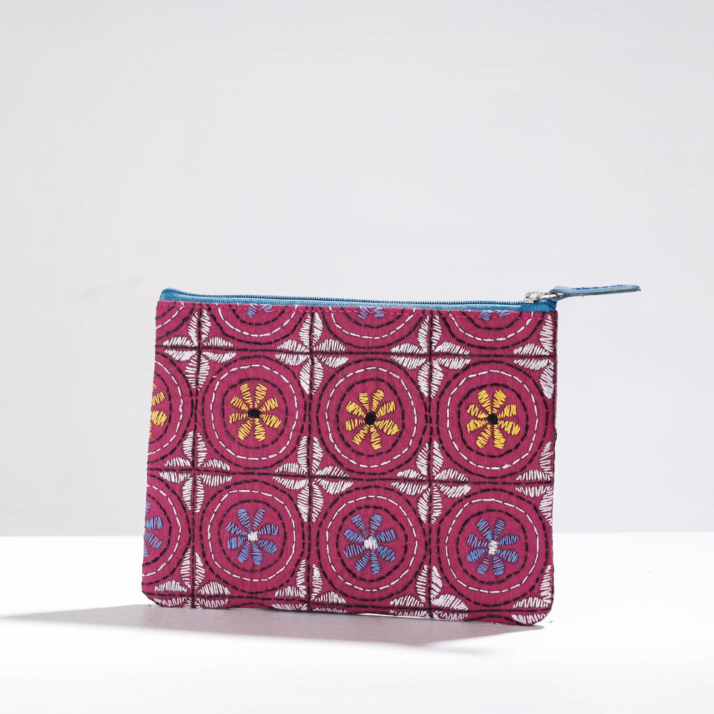 Handcrafted Kantha Embroidery Multipurpose Pouch