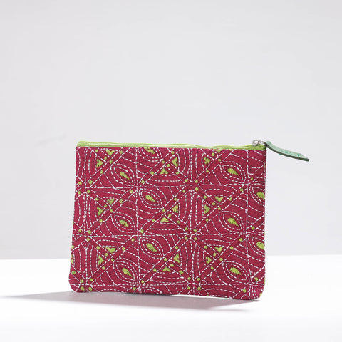  Handcrafted Kantha Embroidery Multipurpose Pouch 