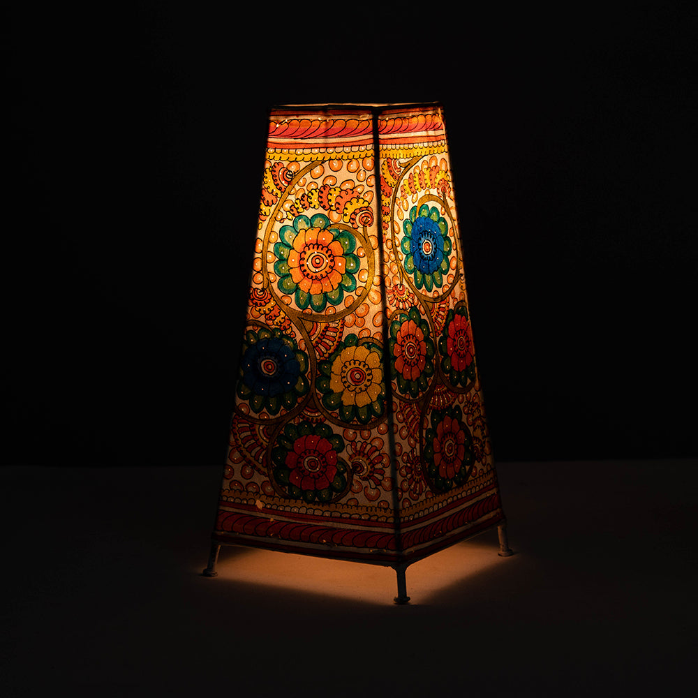 Handpainted Tholu Bommalata Leather Table Lamp (Big) 