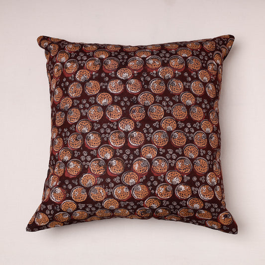 Maroon - Bagru Hand Block Printed Pure Cotton Cushion Cover (16 in x 16 in)