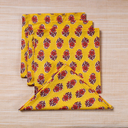 Set of 4 Sanganeri Hand Block Print Cotton Table Napkin - (17 x 17 in)