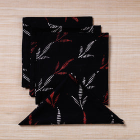  Black Hand Block Prints Cotton Table Napkin