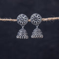  Antique Silver Finish Oxidised Brass Base Jhumka Earrings 