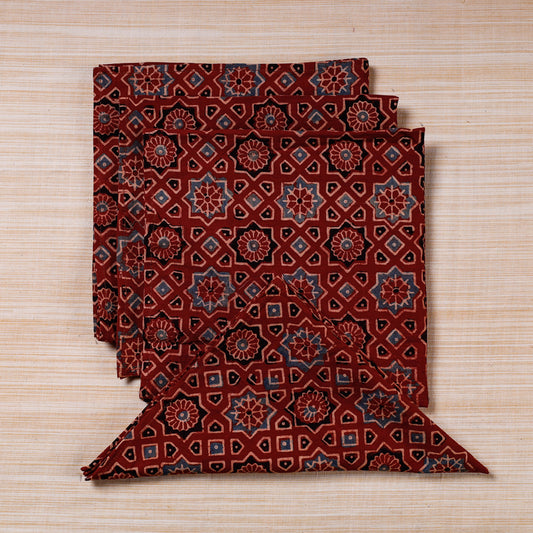 Set of 4 Ajrakh Hand Block Print Cotton Table Napkin - (17 x 17 in)