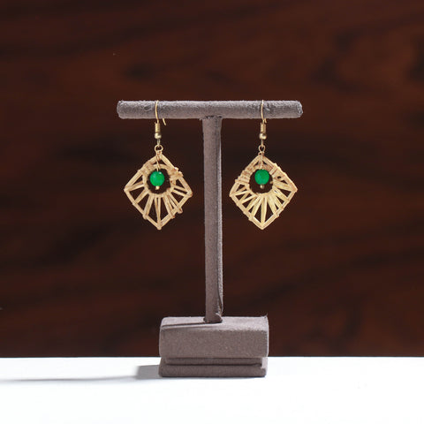 Buy Handcrafted Rectangle Shaped Bamboo Earrings Online at iTokri.com