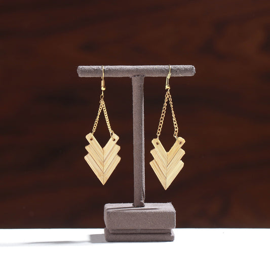 Handcrafted Inverted v Shaped Bamboo Earrings