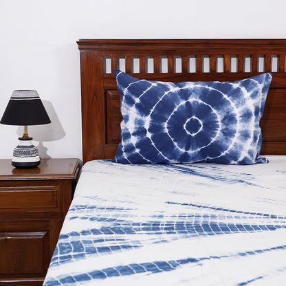 Shibori Tie-Dye Cotton Double Bed Cover with Pillow Covers (102 x 89 in)