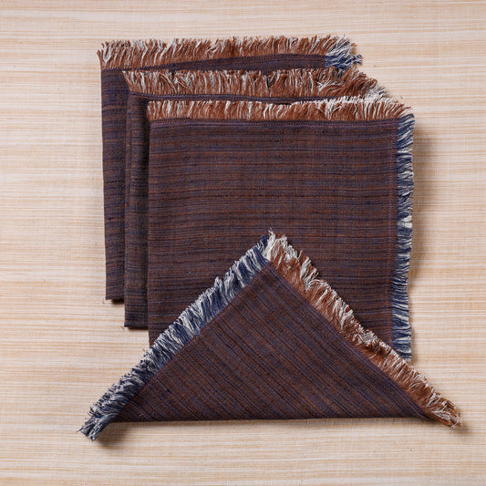 Set of 4 Handspun Handwoven Double Side Pure Cotton Table Napkins (16 x 16 in)