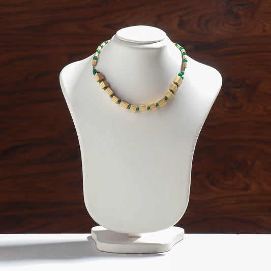 Handcrafted Bamboo Necklace with Green Beads