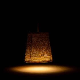  Handpainted Tholu Bommalata Leather Hanging Lamp l iTokri.com 