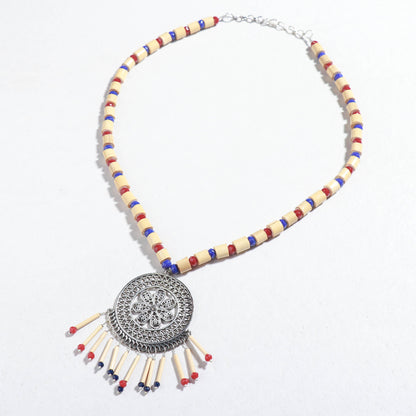 Handcrafted German Silver Round Shaped Bamboo Necklace