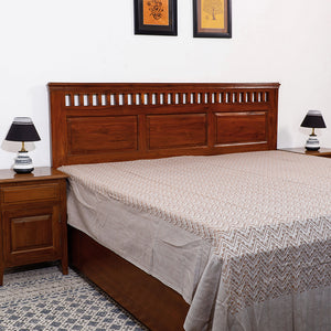 Grey - Pure Cotton Handloom Double Bedcover from Bijnor by Nizam (105 x 94 in)