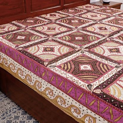 Multicolor - Rangoli Kantha Embroidery Cotton Double Bedcover (106 x 92 in)