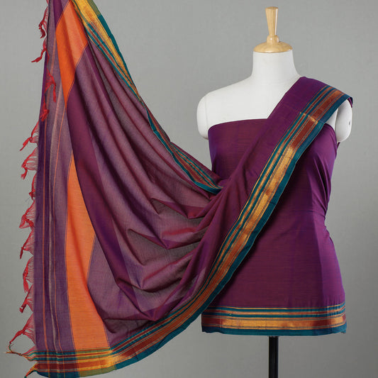 Purple - 3pc Dharwad Cotton Suit Material Set