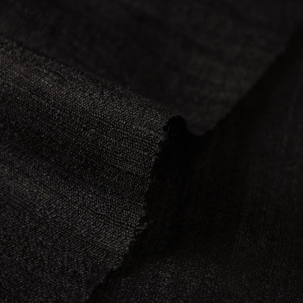 Black - Vidarbha Handloom Pure Tussar Ghicha Silk Fabric