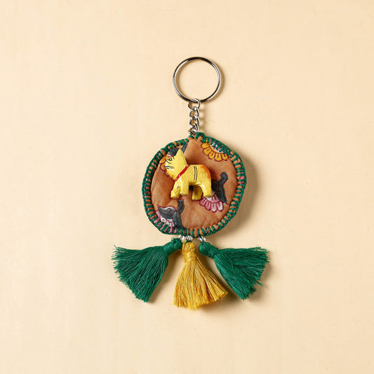 Cat - Handcrafted Fab Artwork Keychain with Tassels