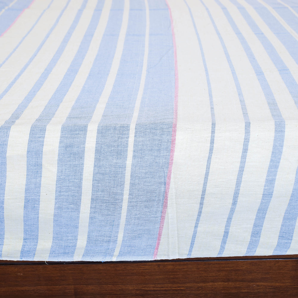 Blue - Jhiri Pure Handloom Cotton Double Bedcover (108 x 90 in)