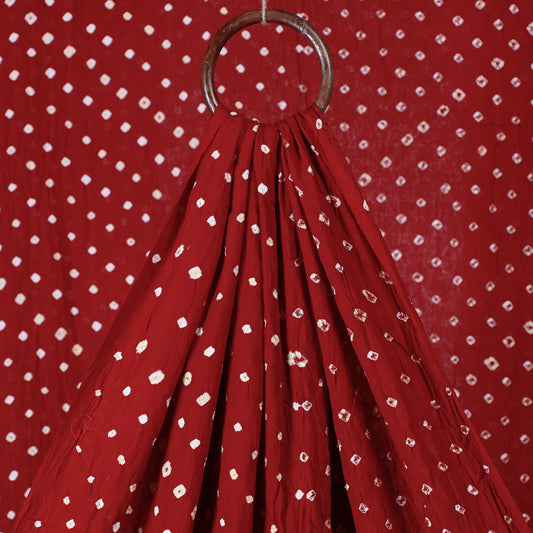 Red - Dazzling Ruby Kutch Bandhani Tie-Dye Modal Silk Fabric
