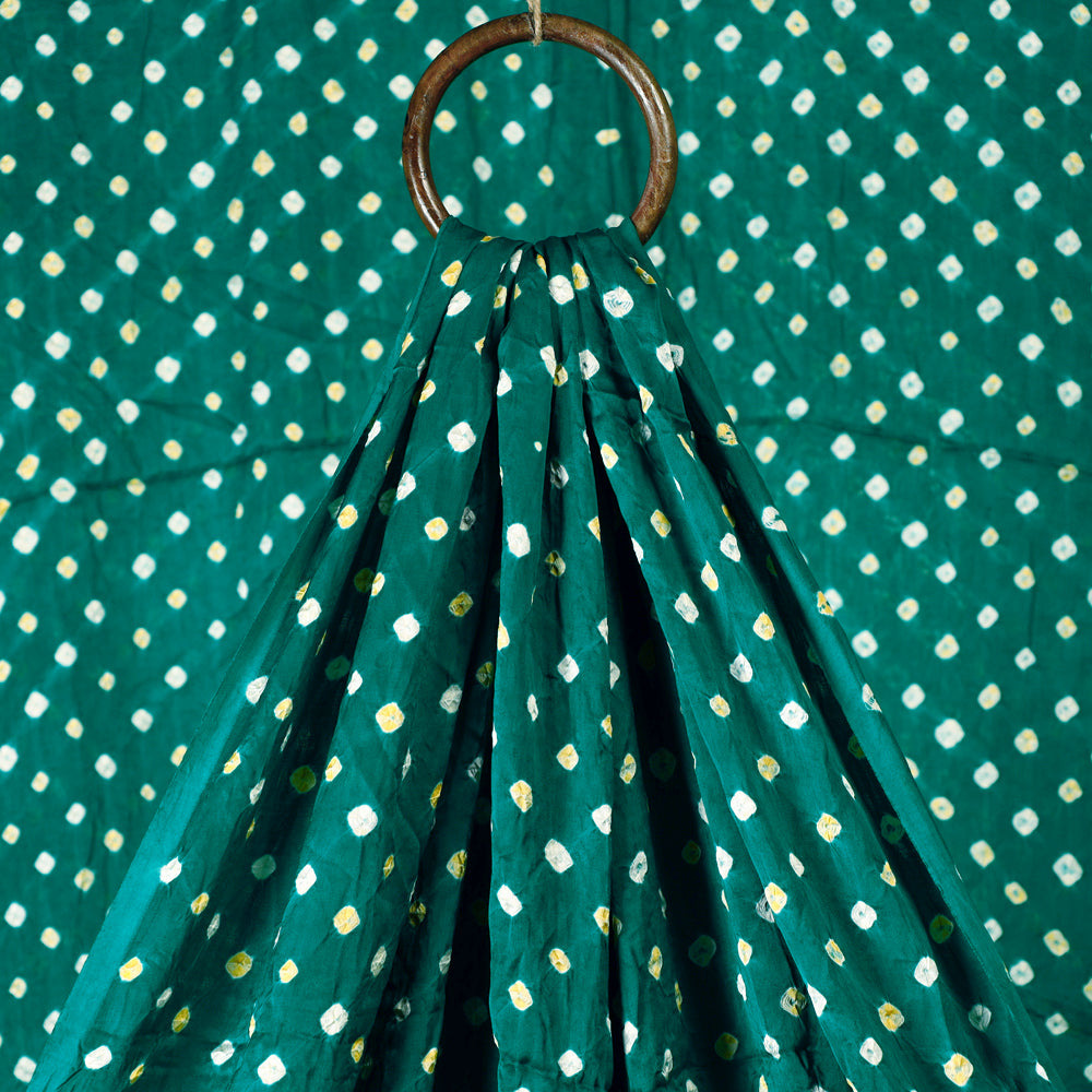 Aqua Green Kutch Bandhani Tie-Dye Modal Silk Fabric
