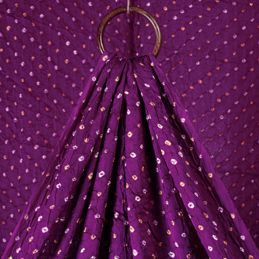 Purple With Tiny Dots Kutch Bandhani Tie-Dye Modal Silk Fabric