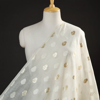 Banarasi Handwoven Cutwork Zari Buti Silk Cotton Fabric