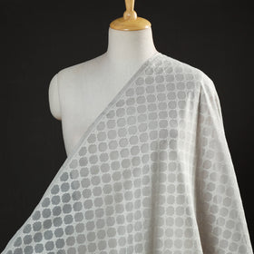  Pure Banarasi Handwoven Cutwork Buti Silk Cotton Fabric 