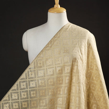 Yellow - Traditional Pure Banarasi Viscose Silk Zari work Handloom Fabric