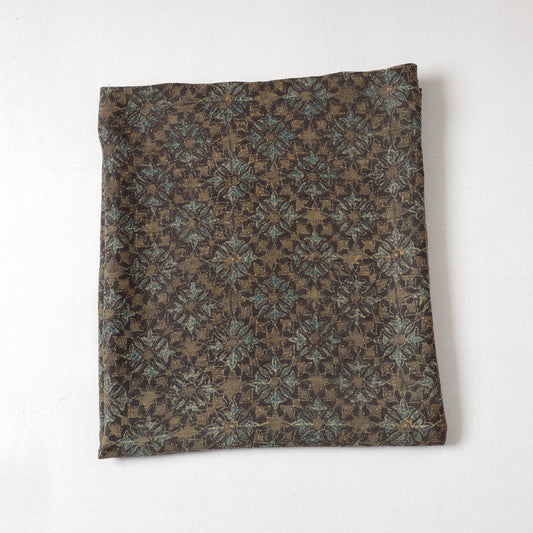 Brown - Ajrakh Block Printing Natural Dyed Pure Wool Precut Fabric (1.5 meter)