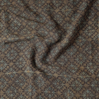 Brown - Ajrakh Block Printing Natural Dyed Pure Wool Precut Fabric (1.5 meter)