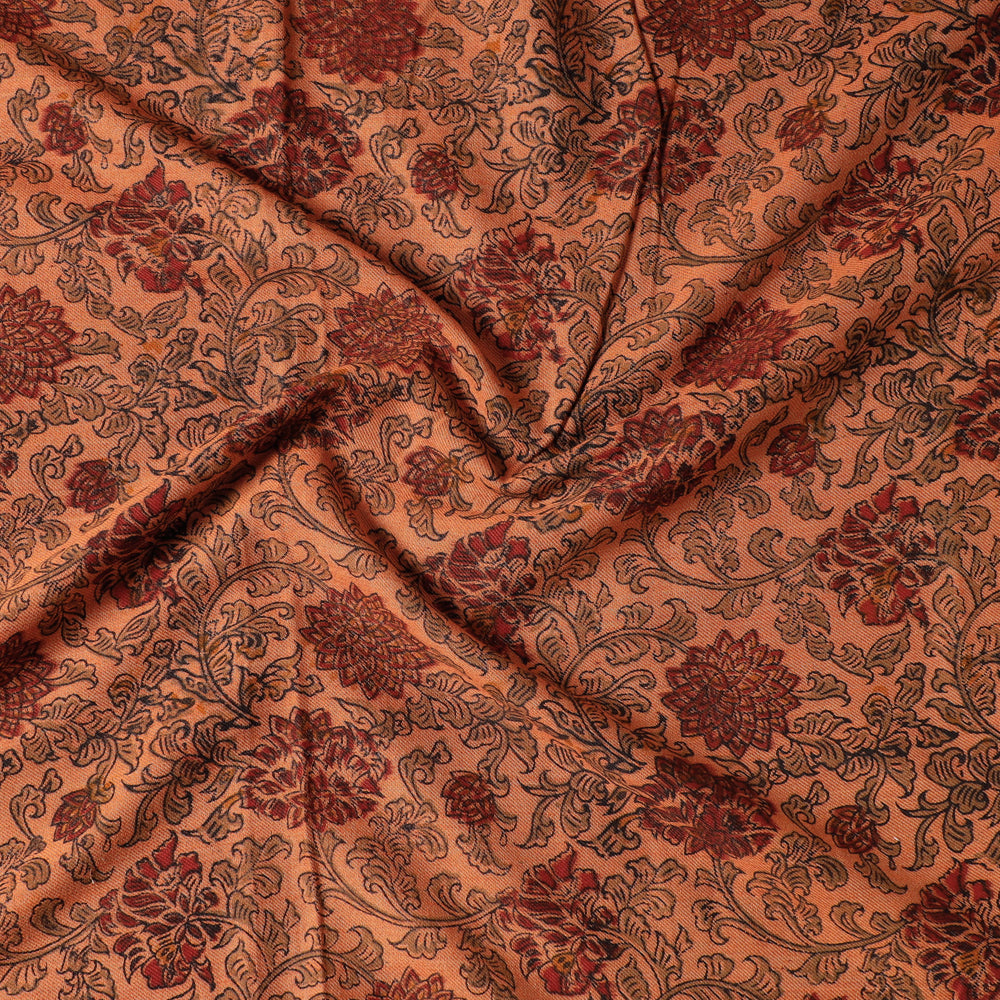 Orange - Ajrakh Block Printing Natural Dyed Pure Wool Precut Fabric (1 meter)