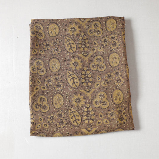 Brown - Ajrakh Block Printing Natural Dyed Pure Wool Precut Fabric (2 meter)