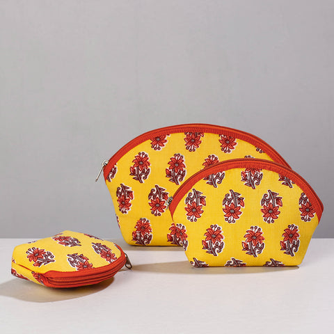  Sanganeri Block Printing Cotton Toiletry Bags 