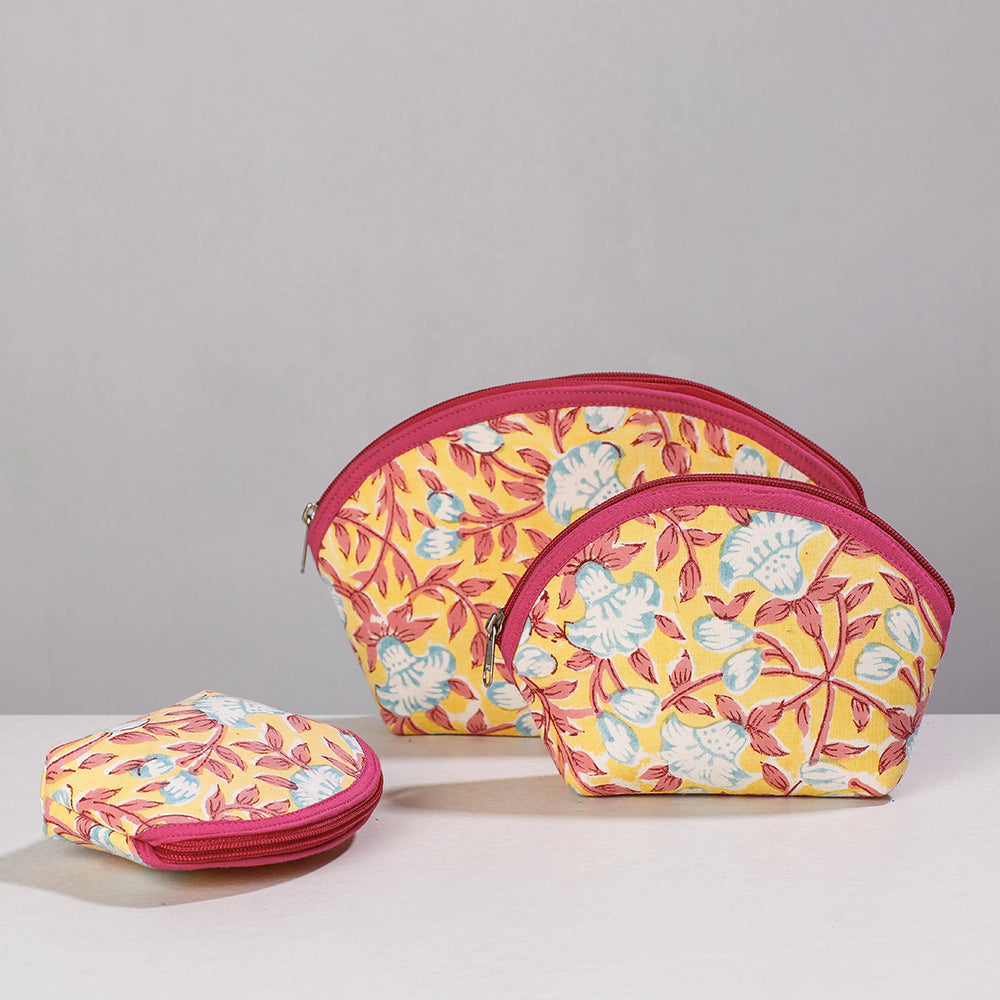  Sanganeri Block Printing Cotton Toiletry Bags 