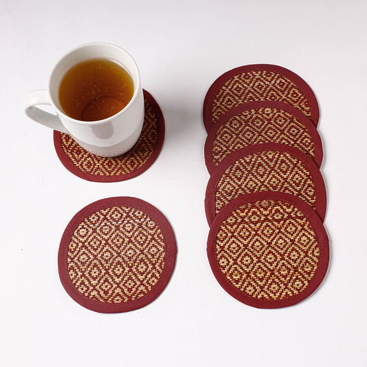 Madur Grass Round Coasters of Midnapore (Set of 6)