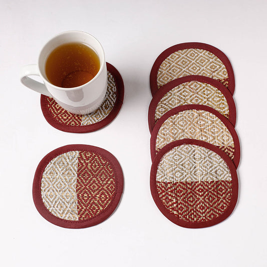 Madur Grass Round Coasters of Midnapore (Set of 6)