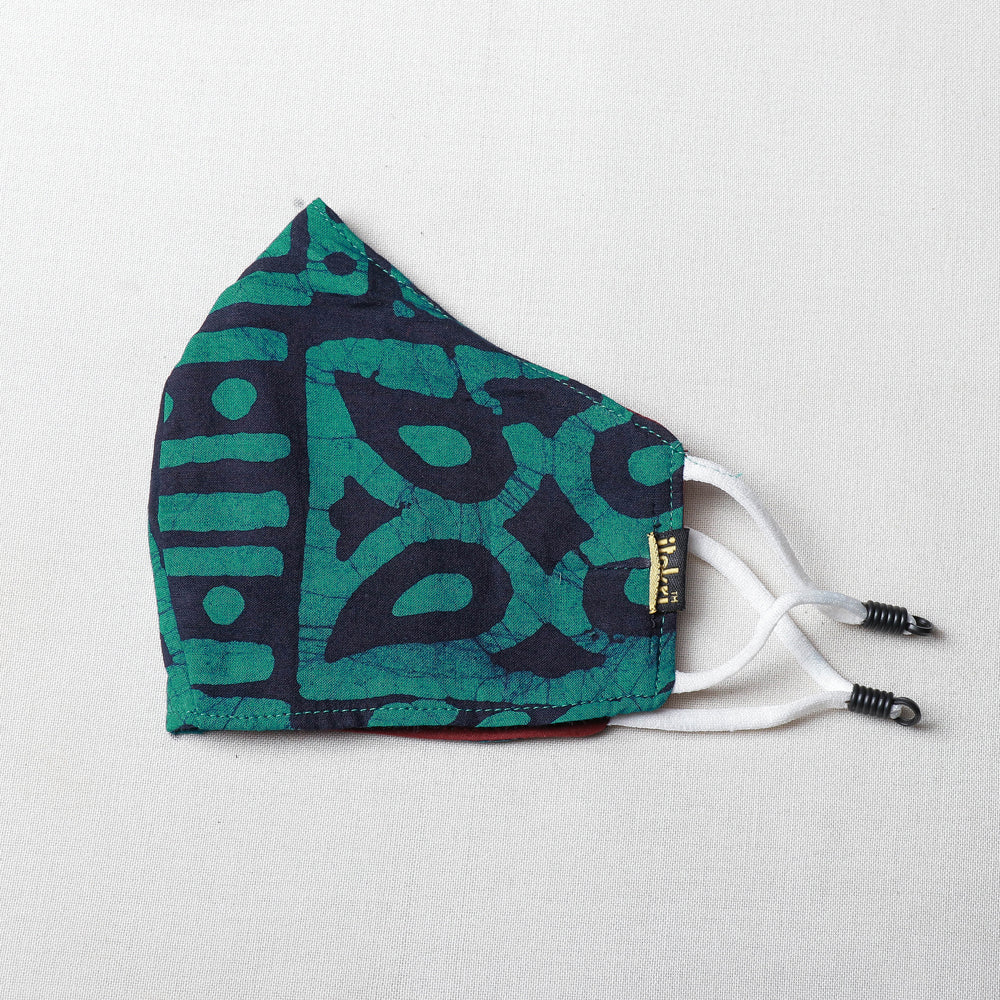 Batik Block Printed Cotton 3 Layer Snug Fit Face Cover