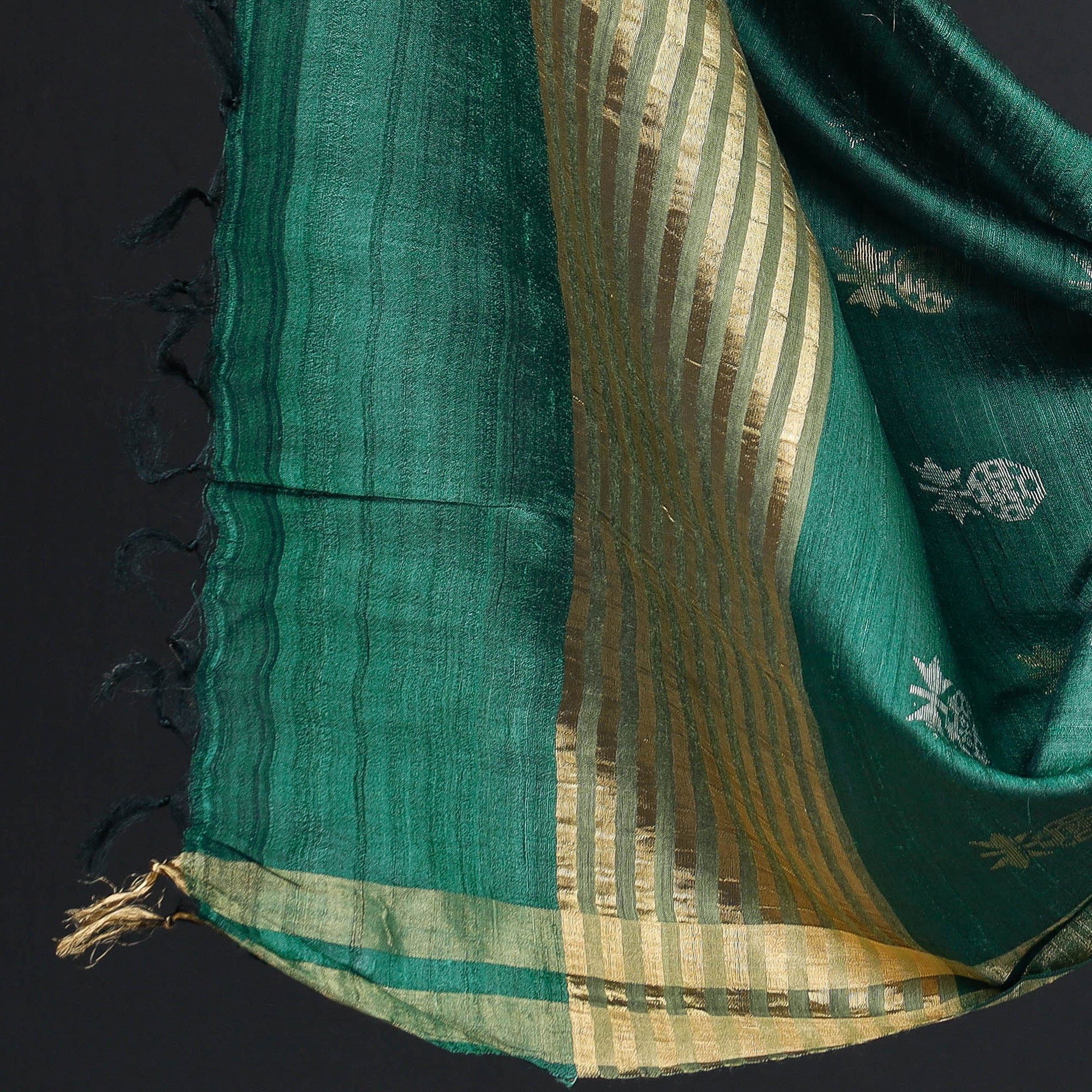  2pc Godna Handpainted Tussar Silk Suit Material with Zari Buta Dupatta 