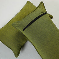 Green - Fine Cotton Handloom Set of 2 Pillow Covers (26 x 16 in)