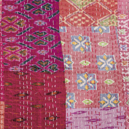 Khambadiya Patchwork Silk Cotton Quilt / Gudri / Blanket (108 x 90 in)