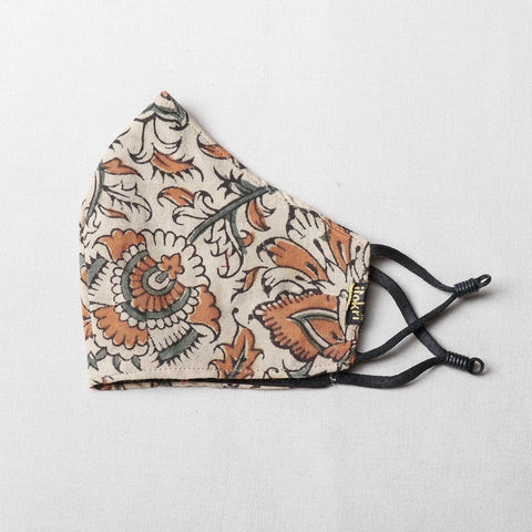 Kalamkari Block Printed Cotton 3 Layer Snug Fit Face Cover
