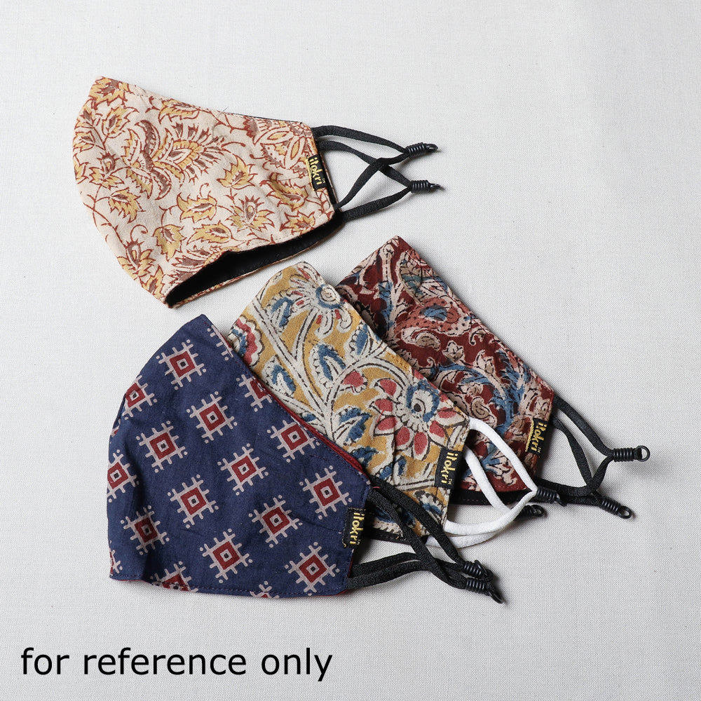 Batik Block Printed Cotton 3 Layer Snug Fit Face Cover