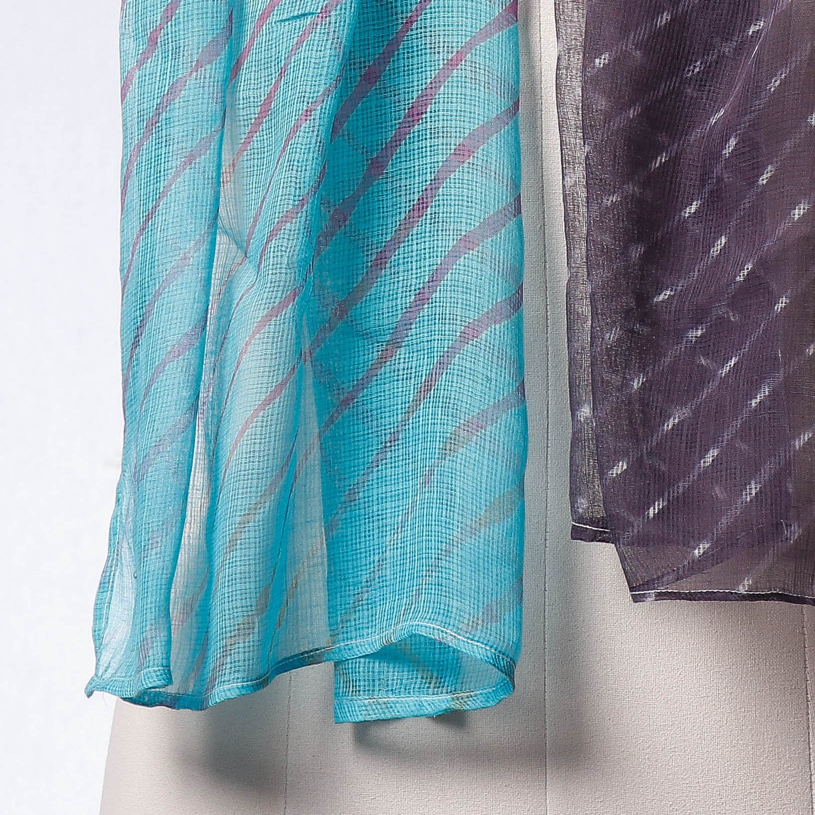 Leheriya Tie-Dye Patchwork Multicolor Kota Doria Cotton Stole