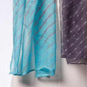 Leheriya Tie-Dye Patchwork Multicolor Kota Doria Cotton Stole