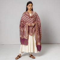 Purple - Traditional Kutch Neem Zari Jaal Work Bandhani Tie-Dye Georgette Banarasi Dupatta