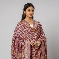 Purple - Traditional Kutch Neem Zari Jaal Work Bandhani Tie-Dye Georgette Banarasi Dupatta