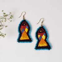 Hand Embroidery Fabart Beadwork Earrings by Rangila Dhaga