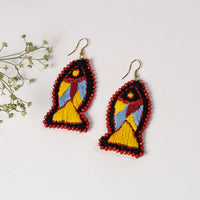 Hand Embroidery Fabart Beadwork Earrings by Rangila Dhaga