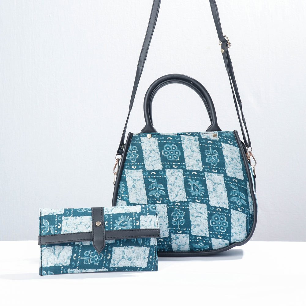 Blue Marudhara Printed Cotton Hand Bag