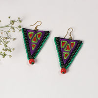 Hand Embroidery Fabart Beadwork Earrings by Rangila Dhaga